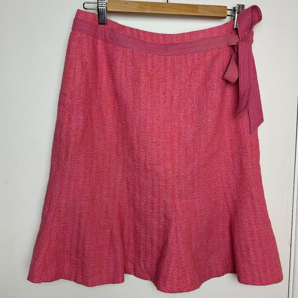 Ann Taylor Petites Tweed Pink Trumpet/Godet Flirty Skirt 4P